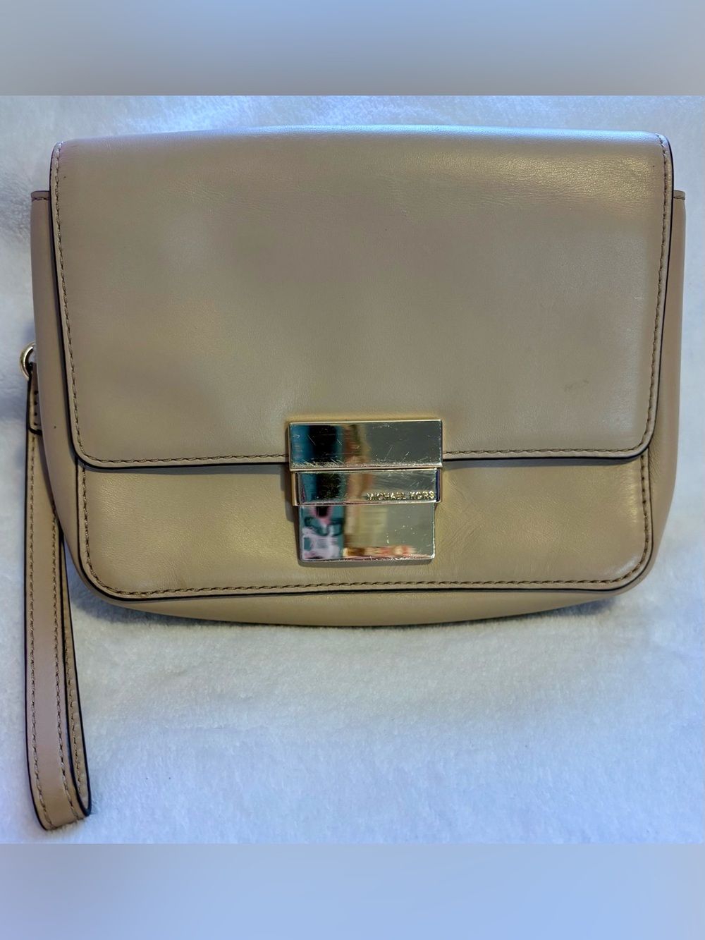Michael Kors Madelyn Leather Wristlet with Gold-Tone Lock